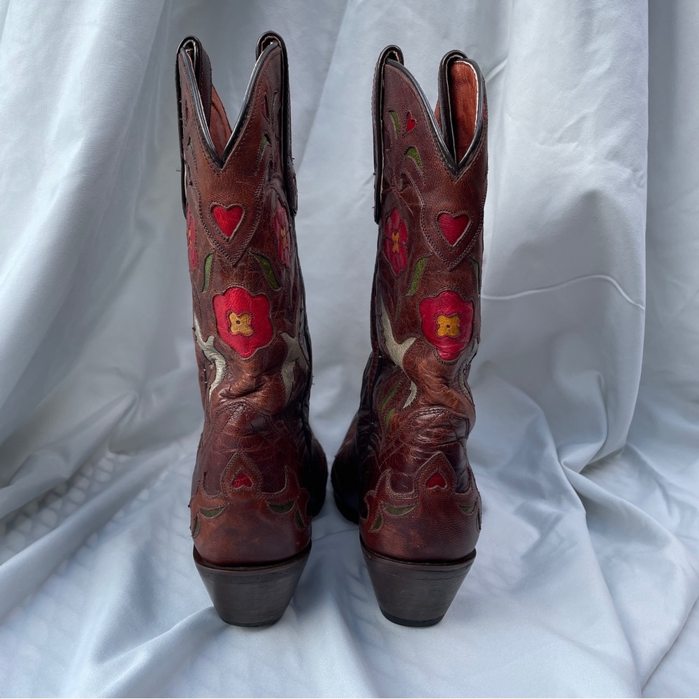 Dreamy Dan Post Floral Bluebird Embroidered Western Boots - Picture 4 of 11